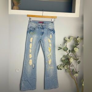 Vintage Y2K SO Distressed Light Blue Low-Rise Flare Jeans